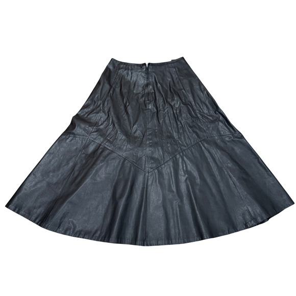 VTG Pia Rucci Brown Leather Midi Skirt A-Line Espresso Sz 12 Grunge Whimsygoth - Picture 3 of 10